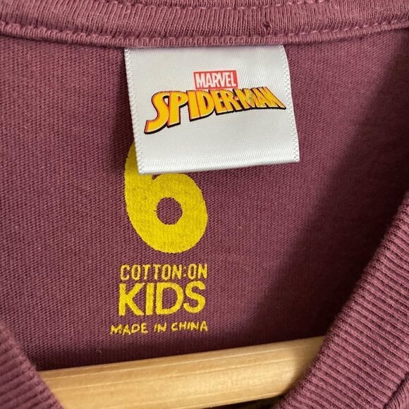 Marvel Cotton On Boys SpiderMan T-Shirt Size 6. Cotton. Embroidered Spider Web - Picture 5 of 9